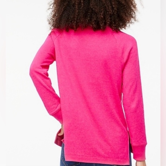 J. CREW women’s wide button collar pullover hot pink size medium womens top - Picture 2 of 16